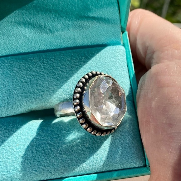 Herkimer Diamond & Sterling Ring Size 8 more like a 7 imperfection in the stone. - Picture 2 of 3